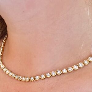 ✨NEW 18k gold plated Round Tennis Necklace – Tarnish Resistant ✨